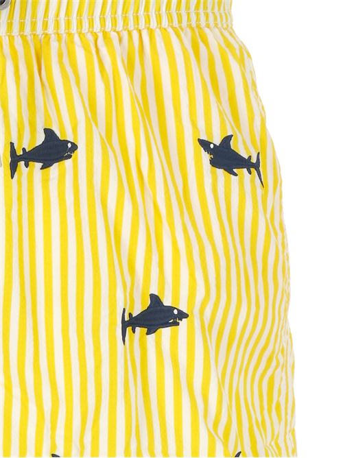 Shark embroidery yellow/white man beachwear MC2 Saint Barth | GUSTAVIA EMBROIDERYGUS000702040F